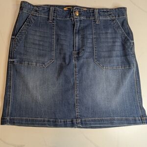 Seven7 Ulitity Denim Blue Mini Women's Skirt With Pockets, Size 14